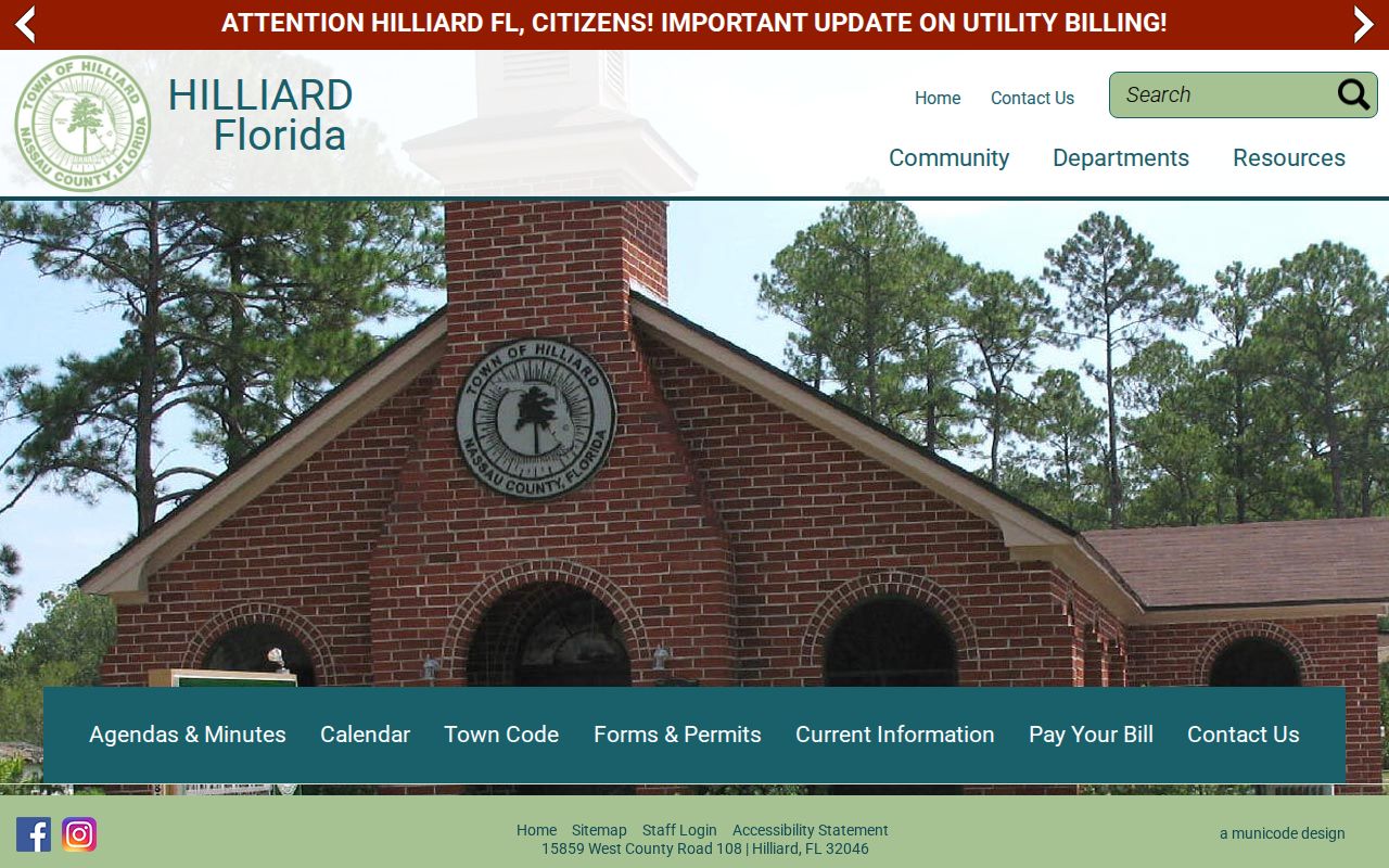 Town of Hilliard municipal building and official town context