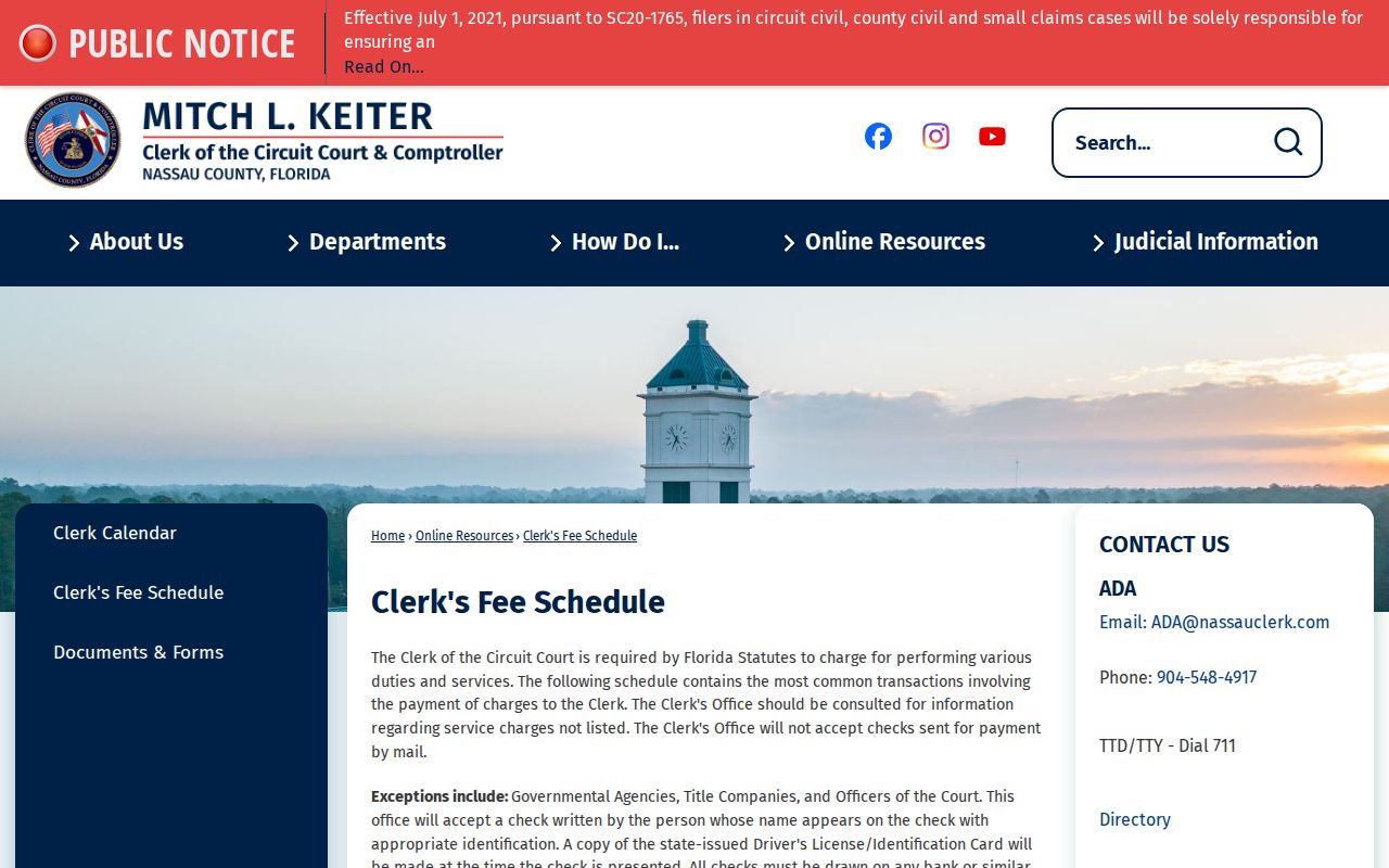 Nassau County criminal case record copy fee schedule