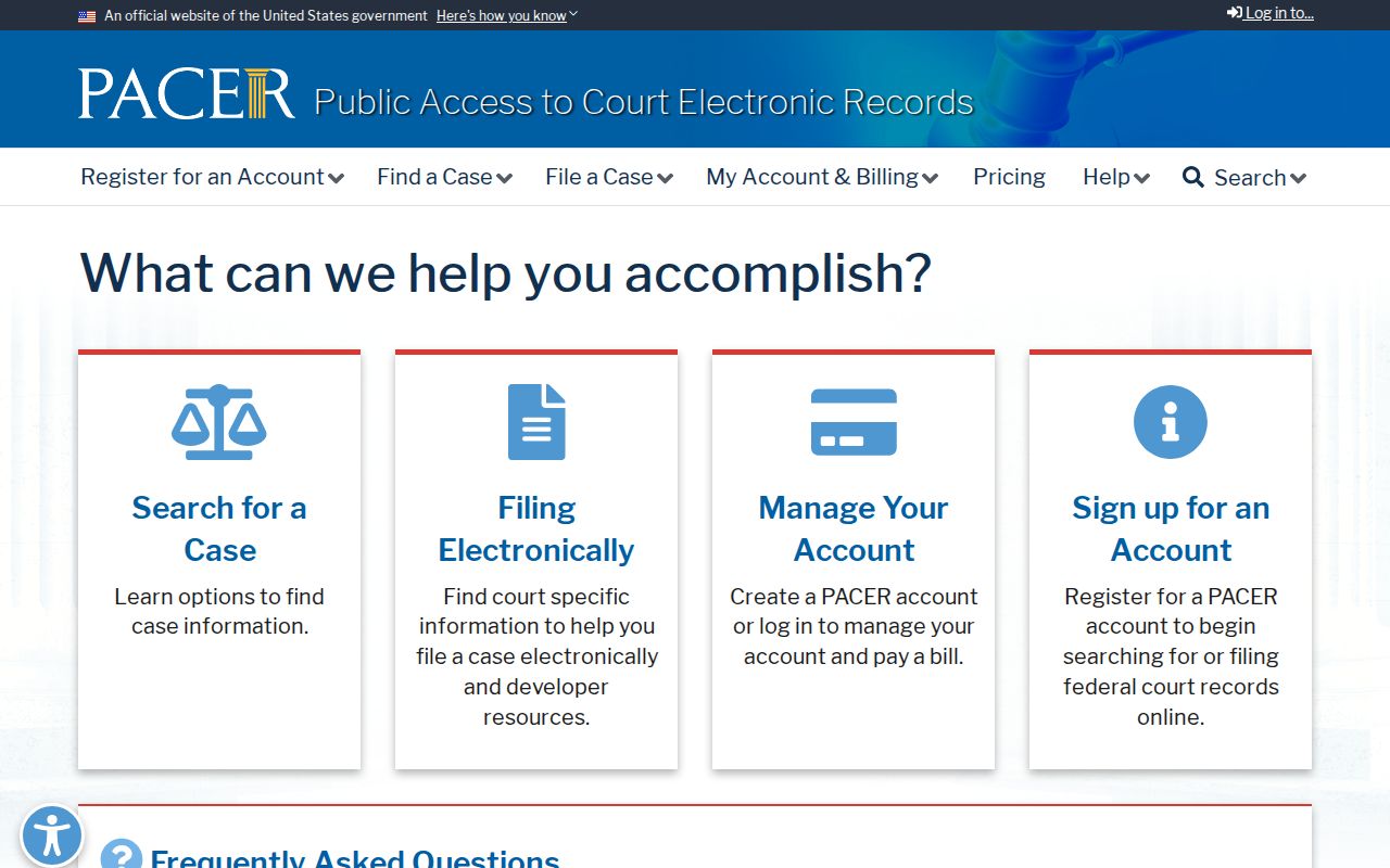 PACER federal court records portal