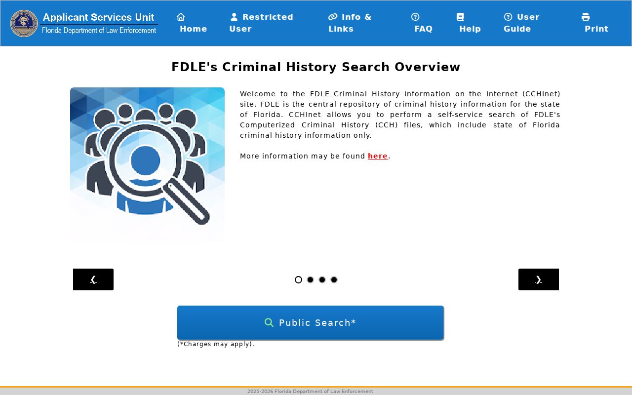 FDLE CCHInet Instant Search form